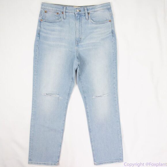Madewell The High-Rise Slim Crop Boyjean in Dumas Wash: Ripped Edition,size 30 - Picture 2 of 16
